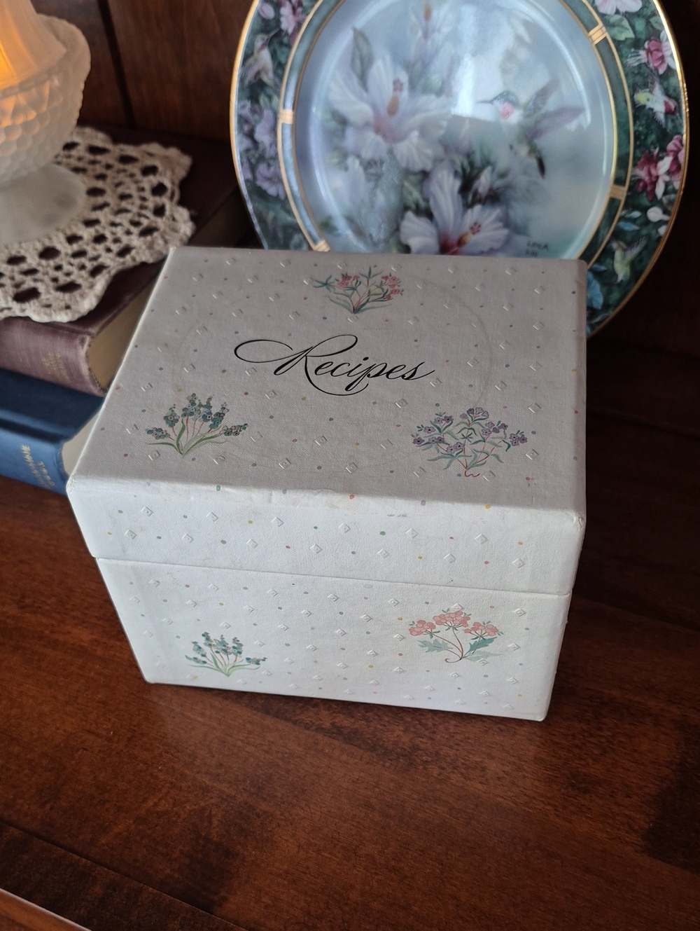 Recipes Keepsake Box - Floral Cream Decorative Recipe Box